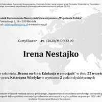 Certyfikat Polski 12 Drama  IrenaNestajko