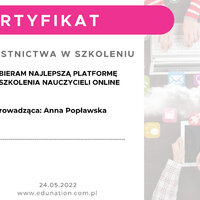 Certyfikat po webinarium 24.05.2022